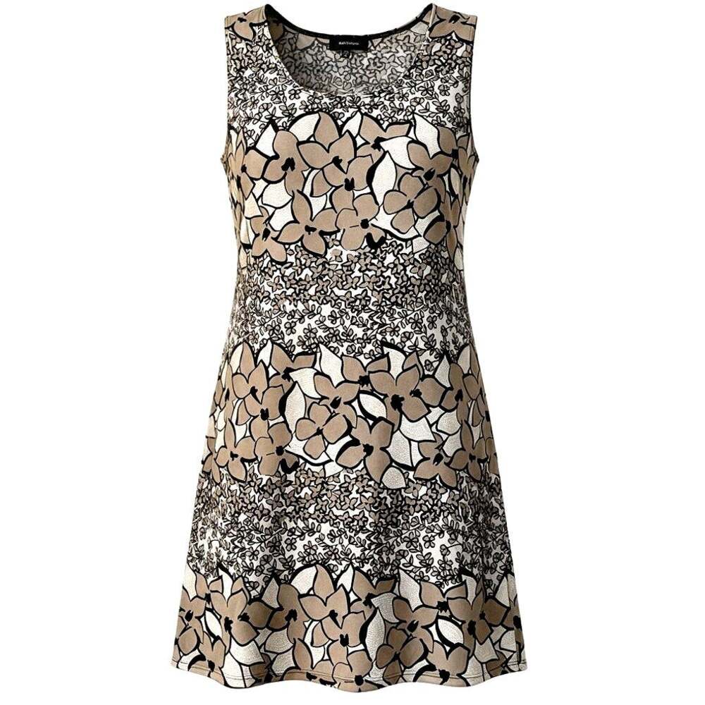R & M Richards Puff Floral Print Shift Dress Womens 16 Beige